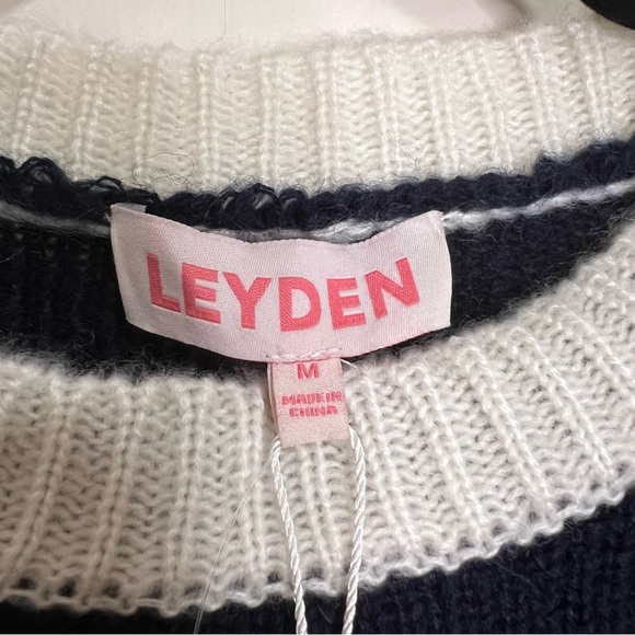 NWT LEYDEN Striped Sweater With Balloon Sleeves - Picture 4 of 6